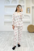 Desenli Pijama Takımı Beyaz