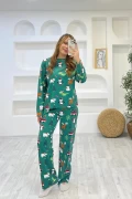 Desenli Pijama Takımı Yeşil