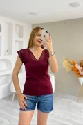 Göğüs Üstü Ajurlu Atlet Bordo