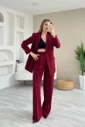 Kol Düğmeli Pantolon Ceket Takım Bordo