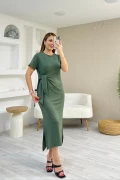 Kuşaklı Modal Elbise Yeşil