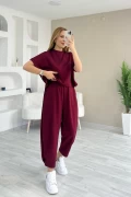 Modal Kumaş Şalvar Takım Bordo