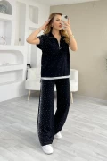 Modal Taşlı Eşofman Takımı Siyah