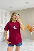 Orjinal Marka Beymen Taş Baskılı Tshirt Bordo