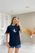 Orjinal Marka Beymen Taş Baskılı Tshirt Lacivert
