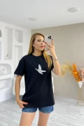 Orjinal Marka Beymen Taş Baskılı Tshirt Siyah