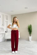 Orjinal ZR Model Dokuma Bürümcük İnce Kemer Pantolon Bordo