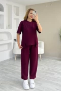 Parçalı Detay Dikişli Takım Bordo