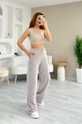 Stradivarius Çizgili Pantolon Kahverengi