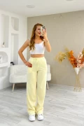 Stradivarius Çizgili Pantolon Sarı