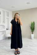 Taş Detay Sweat Elbise Siyah