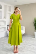 Yan Bağlama Detay Ayrobin Elbise Olive