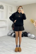 Yıldız Baskılı Zara Siyah Sweatshirt