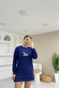 Yırtmaçlı Detaylı Beymen Mavi Sweatshirt