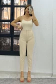 Crop Kumaş Zara Model Pantolon Krem