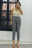 Crop Kumaş Zara Model Pantolon Gri