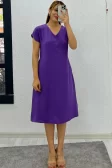 Ayrobin Kumaş V Yaka Kuşaklı Elbise