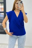 İthal Ayrobin Kumaş Zara Model Kruvaze Yaka Bluz
