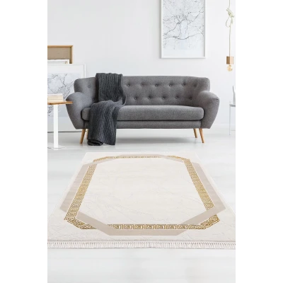 Efsun Modern Salon ve Oturma Odası Halısı - Krem Gold