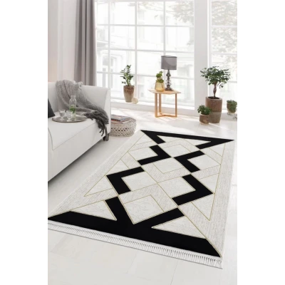 Elizza Collection Modern Salon ve Oturma Odası Halısı - Krem Siyah