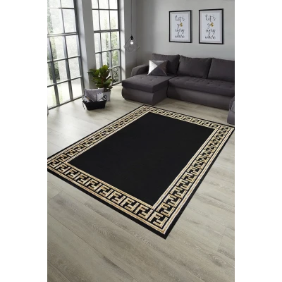 Elizza Collection Modern Salon ve Oturma Odası Halısı - Krem Siyah