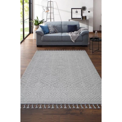 Otantik Modern Salon ve Oturma Odası Halısı - Krem Gri