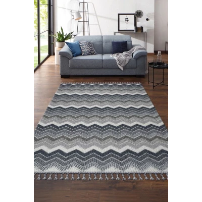 Otantik Modern Salon ve Oturma Odası Halısı - Mavi Gri