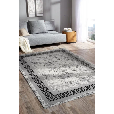 Perra Collection Modern Salon ve Oturma Odası Halısı - Gri Siyah