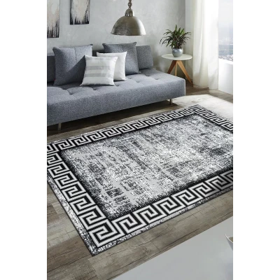 Perra Collection Modern Salon ve Oturma Odası Halısı - Gri Siyah