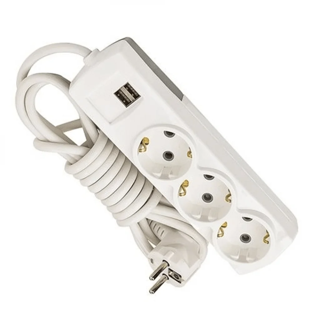 2.EL AKIM KORUMALI PİRİZ 3 LÜ 2X USB ŞARJ GİRİŞLİ MUHTELİF MARKA
