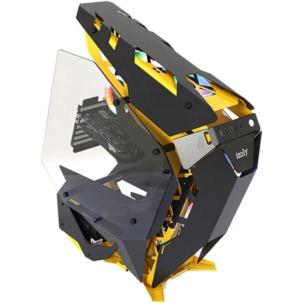 İzoly Robo Case Ax7 6x ARGB Fan Gaming PC Kasası Gaming Sarı Oyuncu kasası