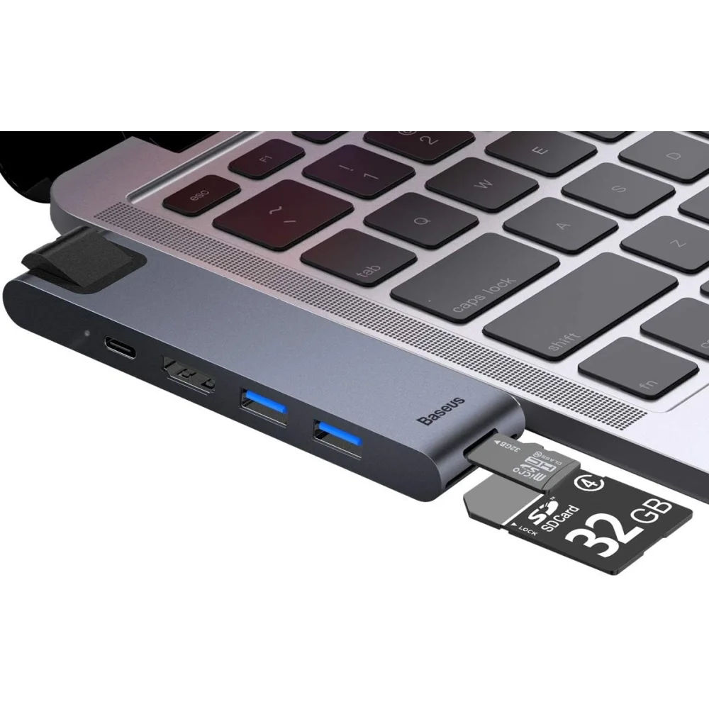 Baseus 7 in 1 Thunderbolt Type C Ethernet HDMI MAcbook Pro Air Çeviri – CAHUB-L0G