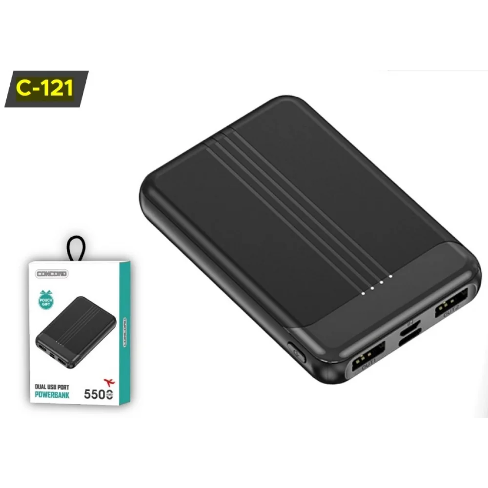 Concord Powerbank C-121 5500Mah 2Xusb Mıcro+Type-C Giriş Taşınabilir Hızlı Şarj Cihazı