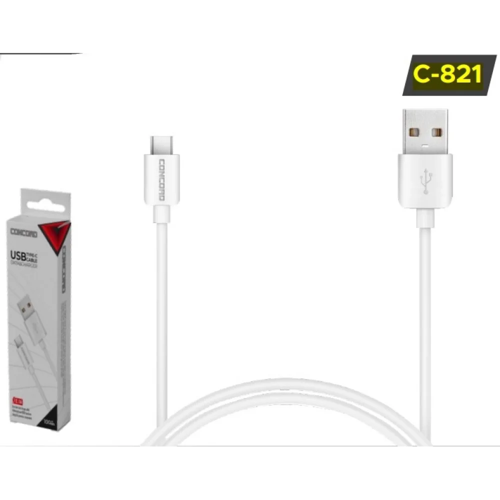 Concord Tel Aks.Şarj Kablo C-821 Type-C - Usb 2.1A Data+Şarj 1Mt