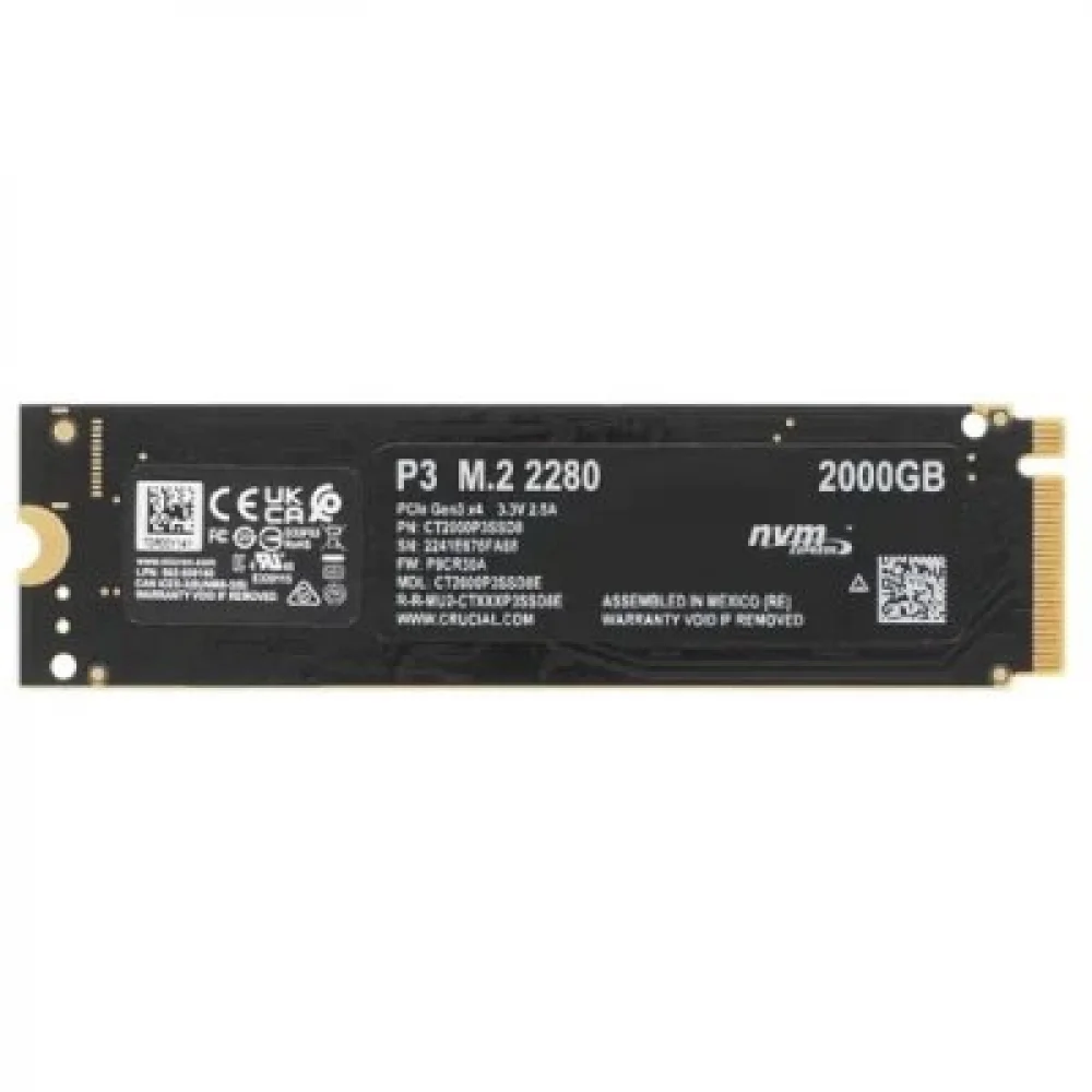 Crucial 2TB 3500-3000 MB/s PCIe P3 NVMe 22x80 M2 SSD (CT2000P3SSD8 ) 2.el 3Ay Garantili