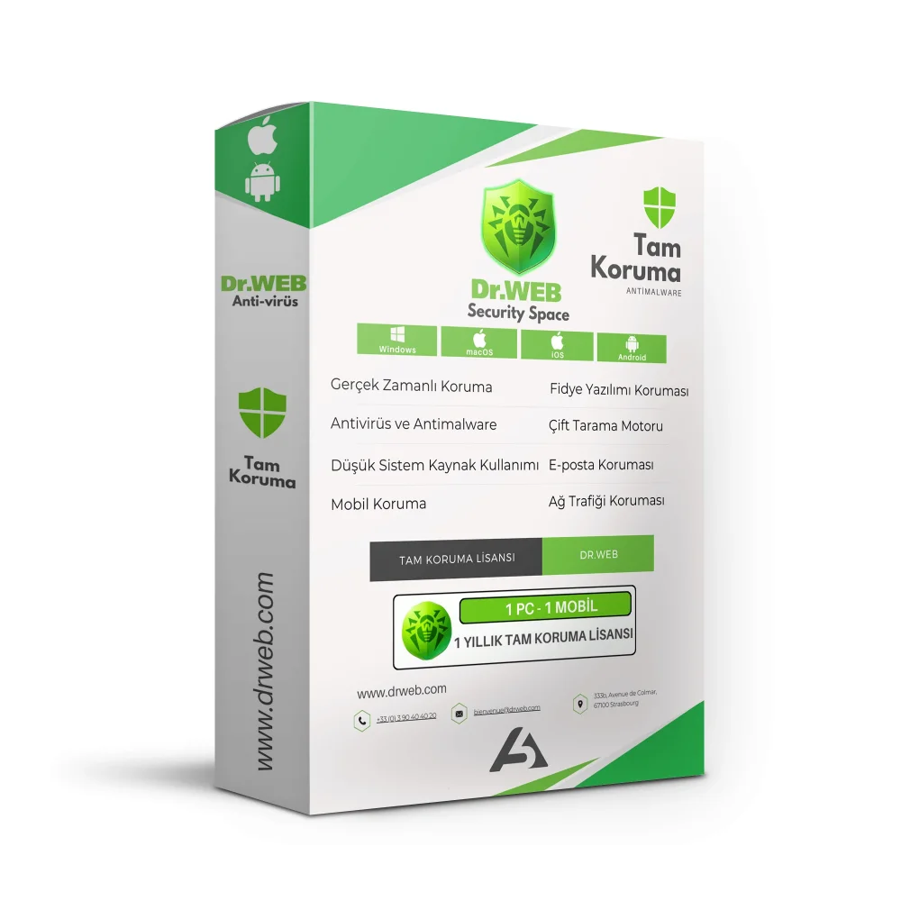 Dr.Web Security Space 1 Pc 1 Android 1 Yıl Anti virüs Yazılım Lisansı