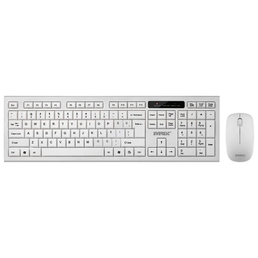 Everest Klavye Set Km-6121 Whıte Wıreless Multımedya Q Tr Slım Kb+Mouse