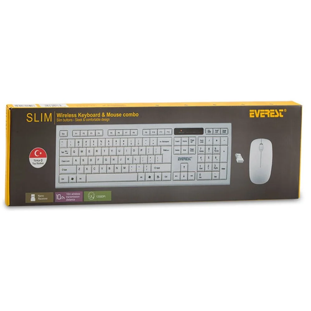 Everest Klavye Set Km-6121 Whıte Wıreless Multımedya Q Tr Slım Kb+Mouse