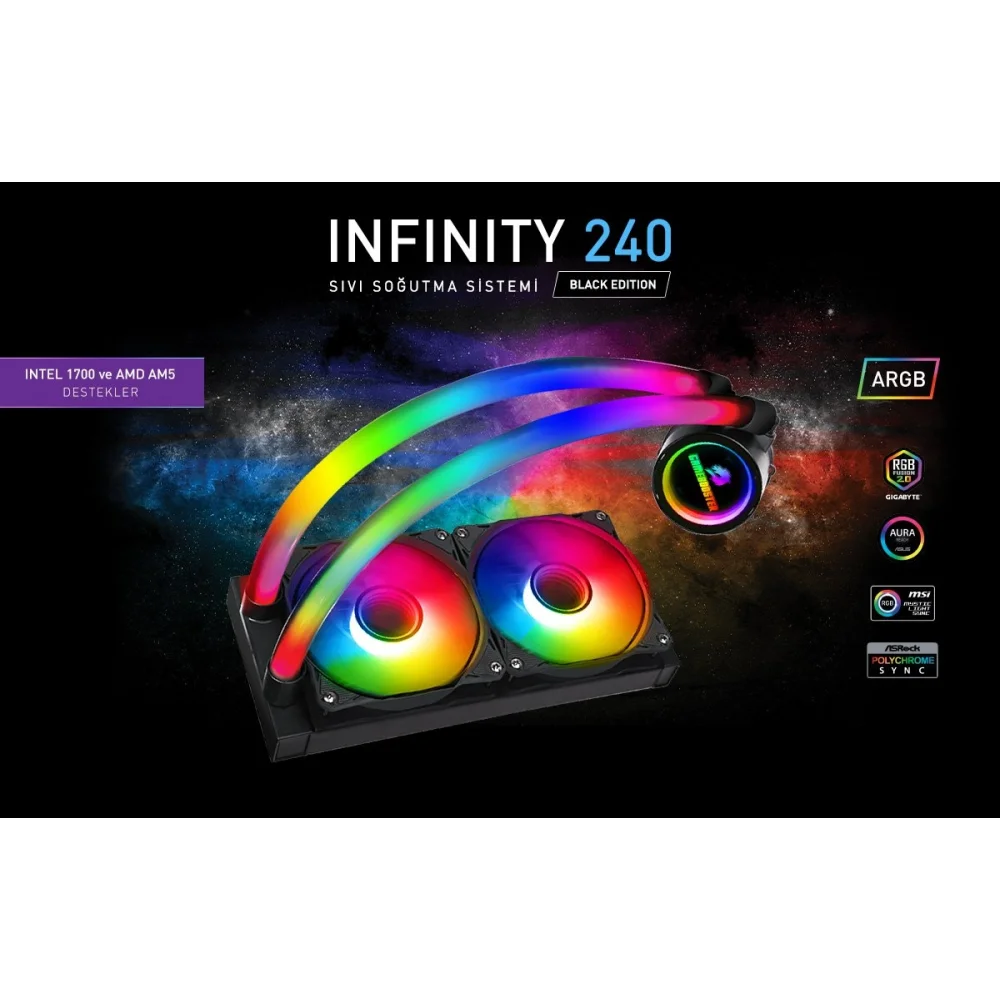 Gamebooster Fan Cpu Sıvı Soğutucu Infınıty 240 Argb 120Mm Siyah