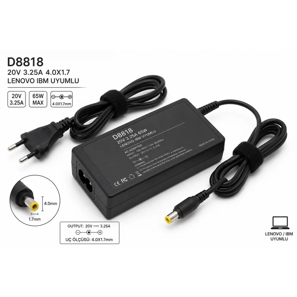 Hadron Adaptör Nb Hd8818 20V 3.25A 4.0X1.7 Ibm Uyumlu