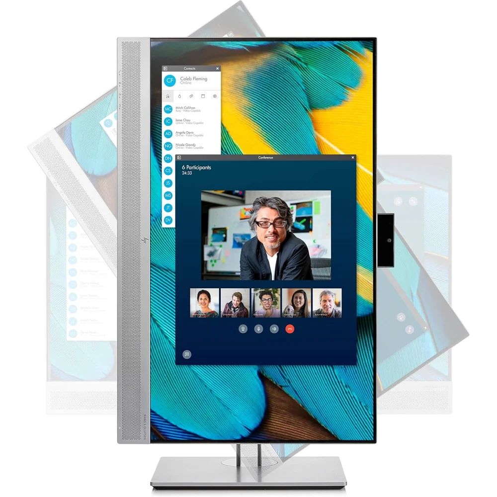 HP EliteDisplay E243M 5Ms 60Hz HDMI, Dp, Vga 1920X1080 Gümüş Ips Web camera + Stero hoparlörlü Kurumsal 2.El Ofis Monitörü