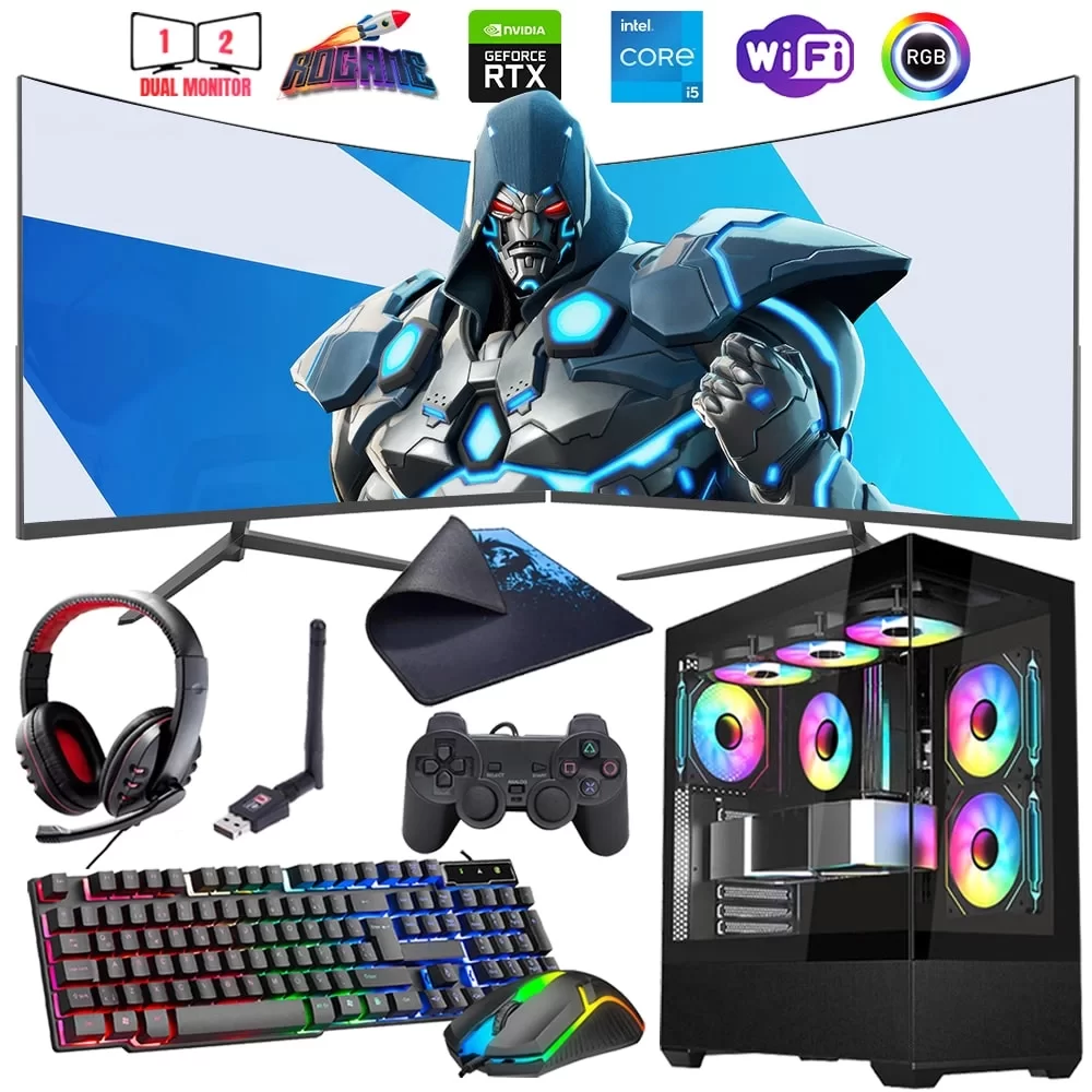 i5 12400F 16GB DDR4 512GB M2 12GB RTX4070 Çift 24 100Hz Monitörlü Oyun Bilgisayarı (Gaming SET)