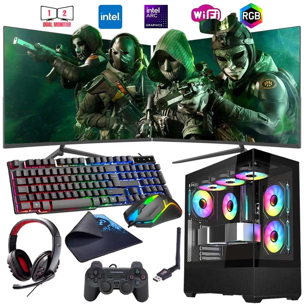 i5 14400F 16GB DDR4 1TB m2 12GB ARC B580 Çift 24 Monitörlü Oyun Bilgisayarı (Gaming SET)