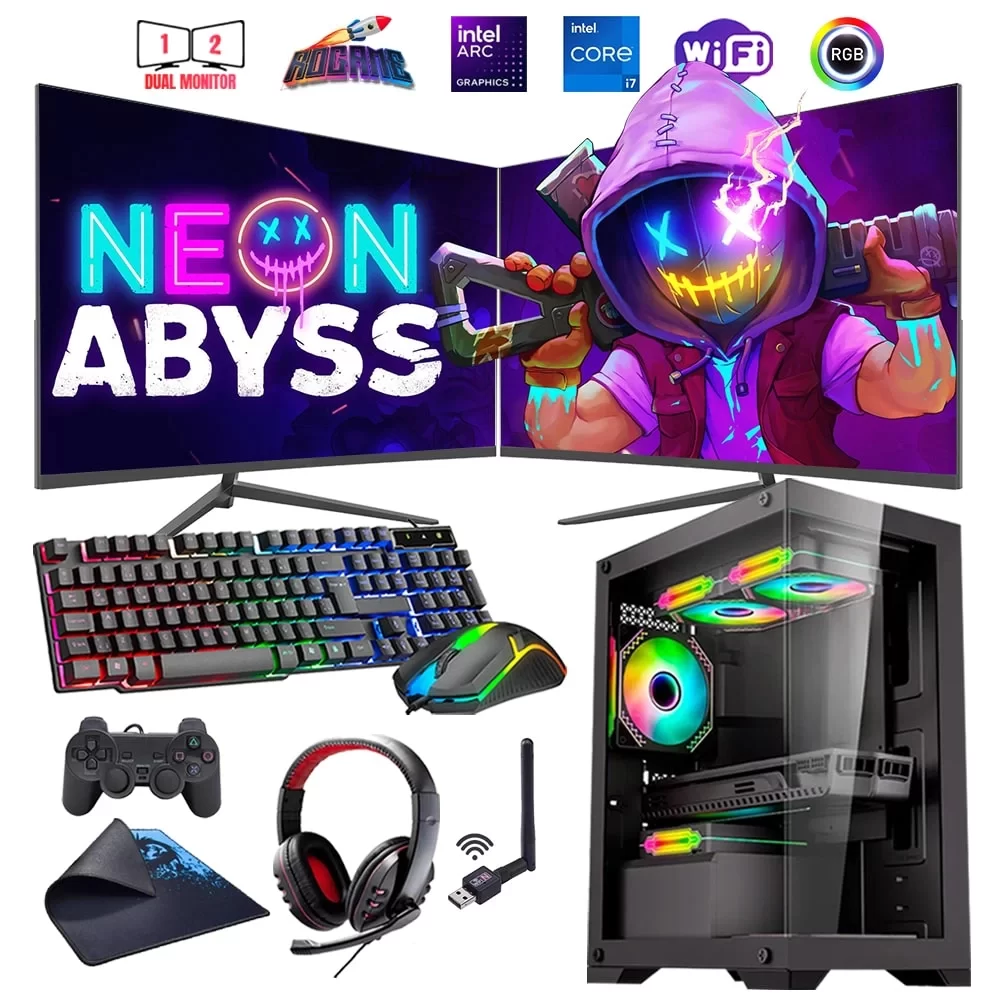 i7 13700F 16GB DDR4 512GB m2 12GB ARC B580 Çift 24 Monitörlü Oyun Bilgisayarı (Gaming SET)