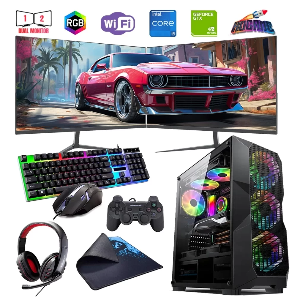 i5 12400F 16GB DDR4 512GB m2 4GB GTX1650 Çift 24 Monitörlü Oyun Bilgisayarı (Gaming SET)