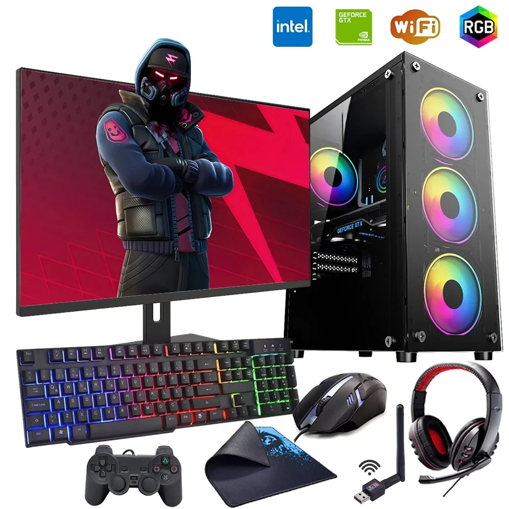 iNTEL i5 3N 8GB Ram 480GB SSD 4GB GTX1050TI 24 Monitörlü Oyun Bilgisayarı (Gaming SET)