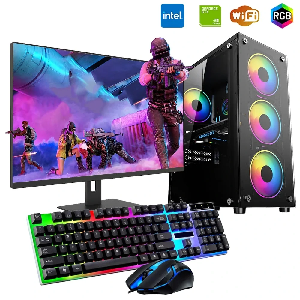 iNTEL i5 4N 8GB Ram 480GB SSD 4GB GTX1050TI 24 Monitörlü Oyun Bilgisayarı