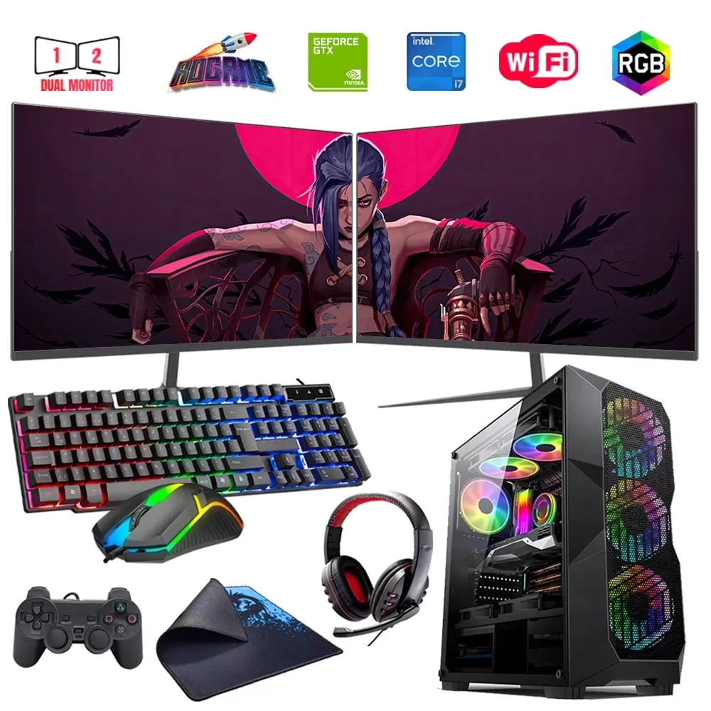 i7 13700F 16GB 240SSD 1TB HDD 4GB GTX1650 Çift 24 Monitörlü Oyun Bilgisayarı (Gaming SET)