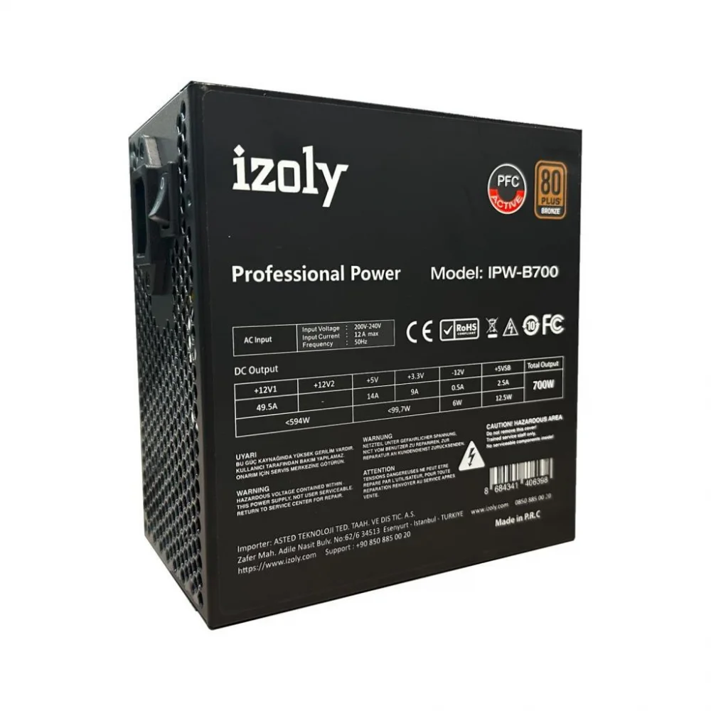 İzoly 700W 80+ plus 12 Cm Fan Power Supply
