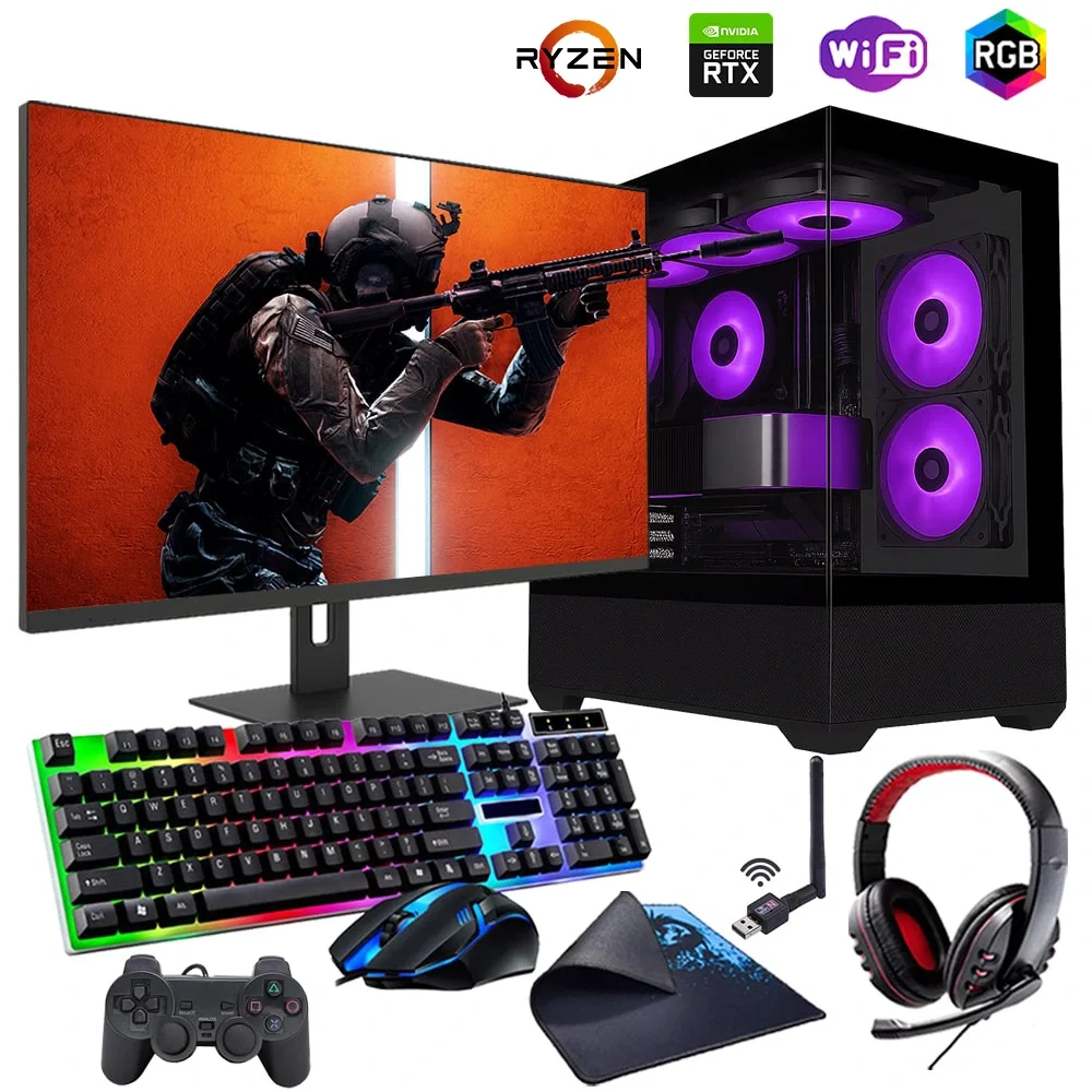 Ryzen5 5600 32GB 480SSD 12GB RTX3060 24 Monitörlü Oyun Bilgisayarı (Gaming Set)